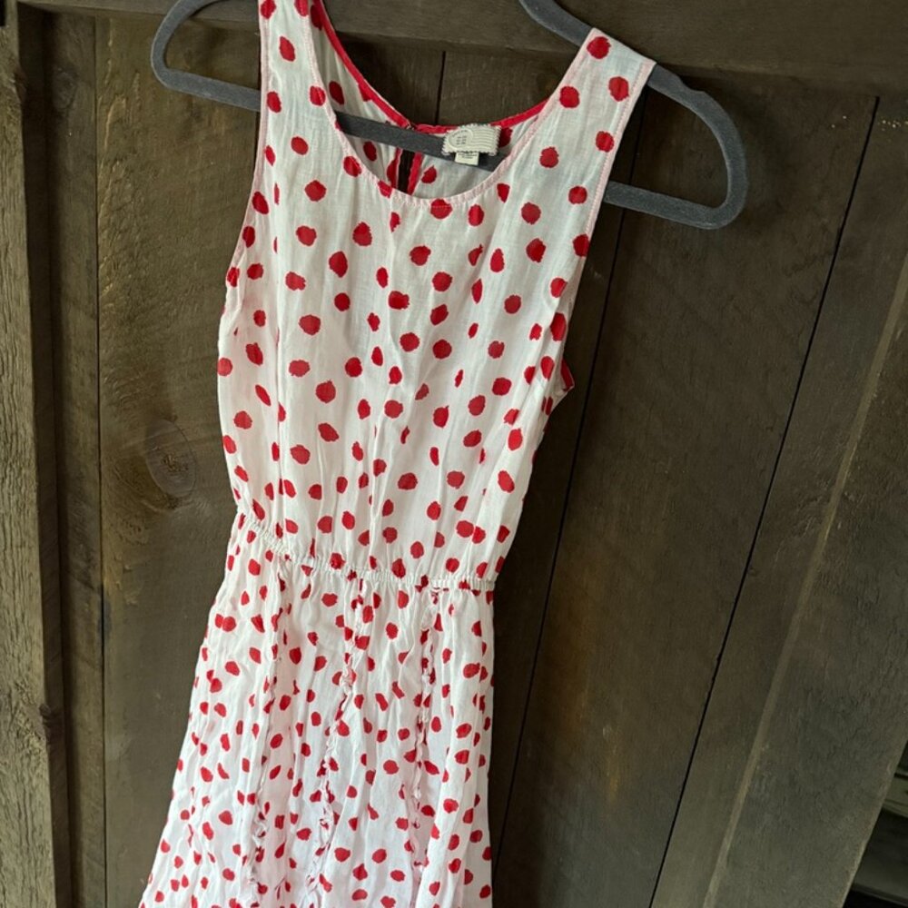 Anthropologie 9-H15 St CL linen sleeveless dress red polka dot vintage style